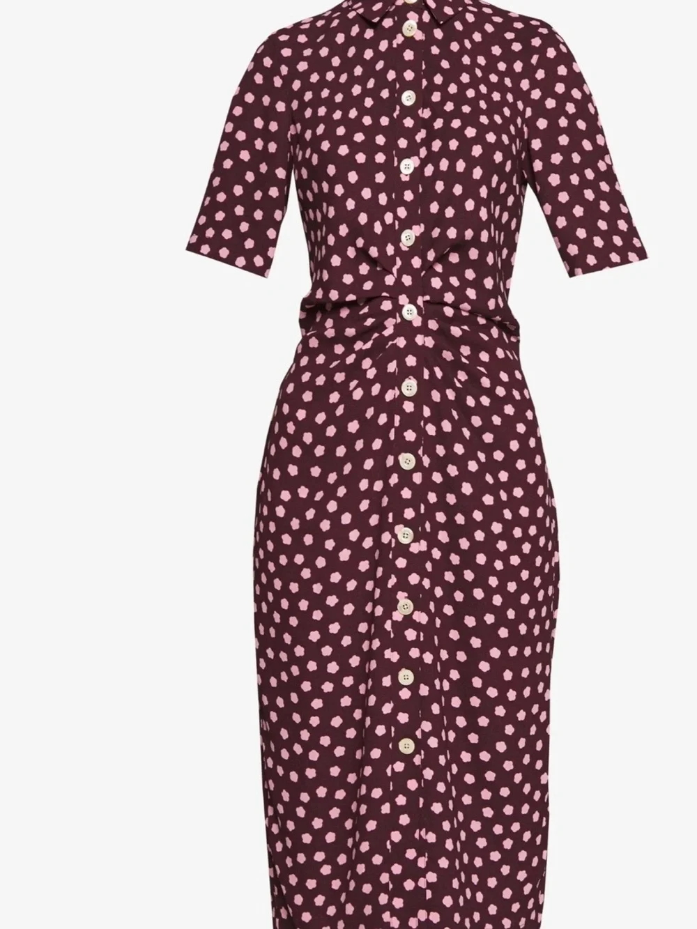 kate spade Burgundy and White Cloud Dot Midi Shirtdress